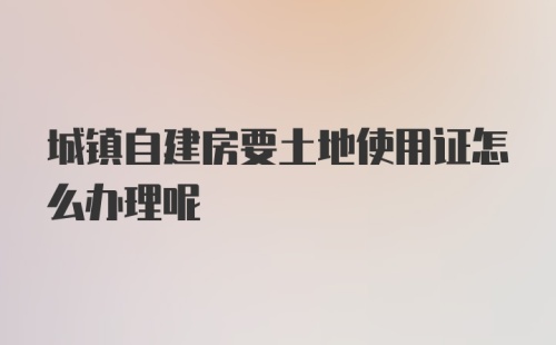 城镇自建房要土地使用证怎么办理呢