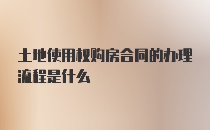 土地使用权购房合同的办理流程是什么