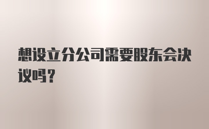 想设立分公司需要股东会决议吗？