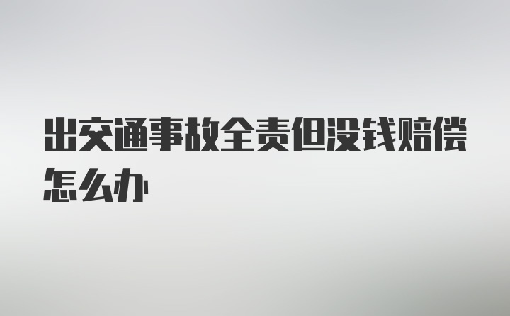 出交通事故全责但没钱赔偿怎么办