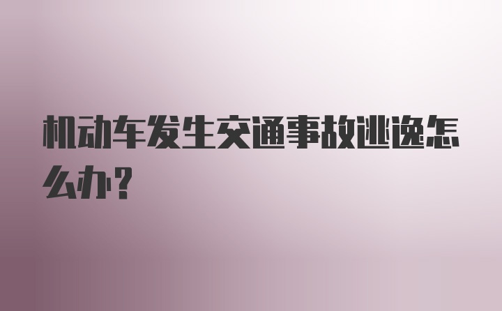 机动车发生交通事故逃逸怎么办？