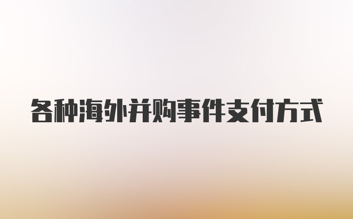 各种海外并购事件支付方式