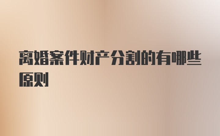 离婚案件财产分割的有哪些原则