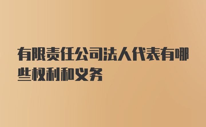 有限责任公司法人代表有哪些权利和义务