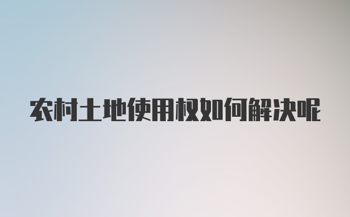 农村土地使用权如何解决呢