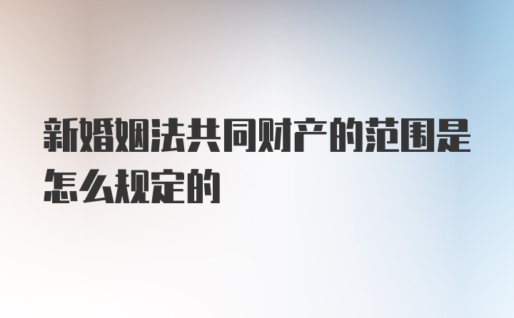 新婚姻法共同财产的范围是怎么规定的