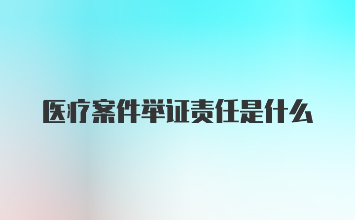 医疗案件举证责任是什么