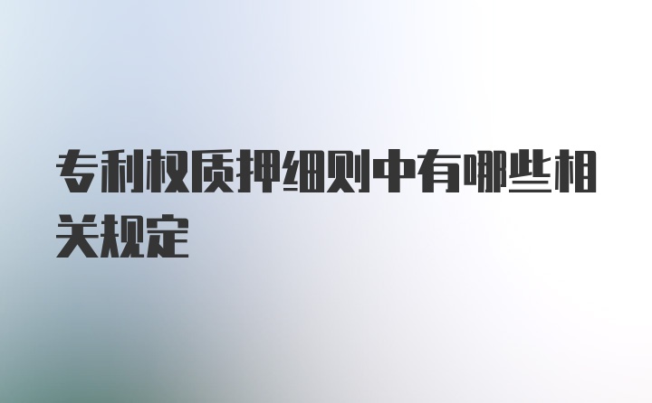 专利权质押细则中有哪些相关规定