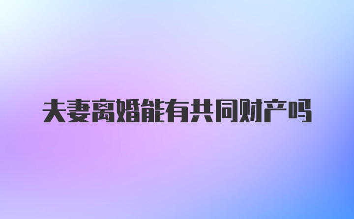 夫妻离婚能有共同财产吗