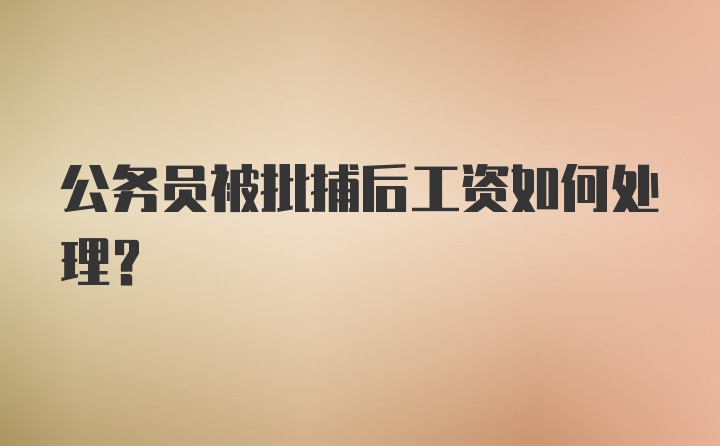 公务员被批捕后工资如何处理？