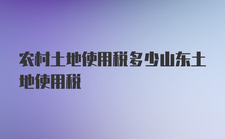 农村土地使用税多少山东土地使用税