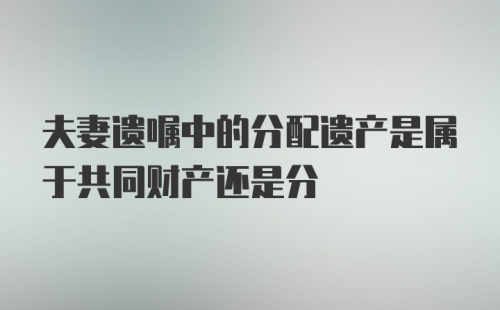 夫妻遗嘱中的分配遗产是属于共同财产还是分