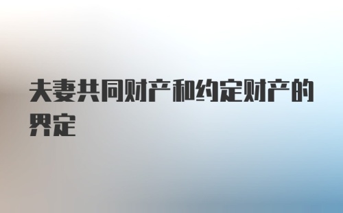 夫妻共同财产和约定财产的界定