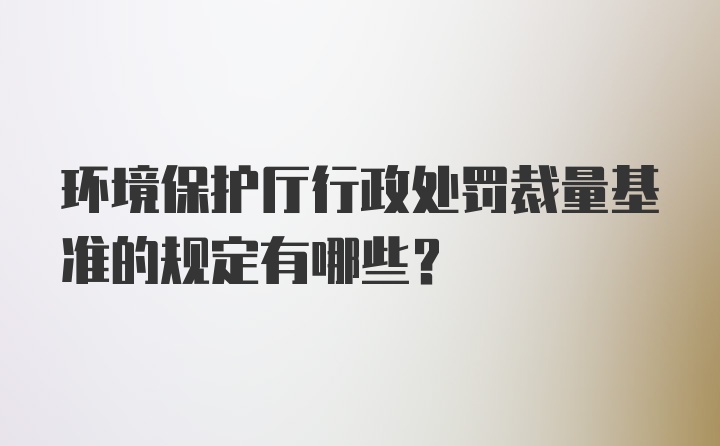 环境保护厅行政处罚裁量基准的规定有哪些？