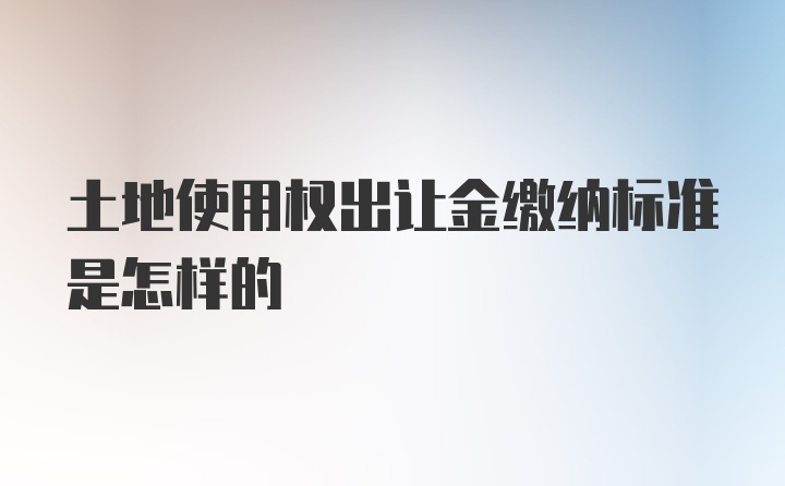 土地使用权出让金缴纳标准是怎样的