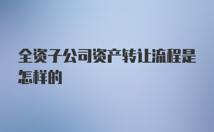 全资子公司资产转让流程是怎样的