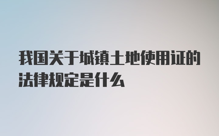 我国关于城镇土地使用证的法律规定是什么