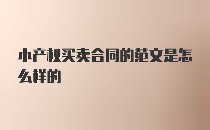 小产权买卖合同的范文是怎么样的