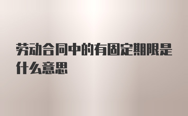 劳动合同中的有固定期限是什么意思