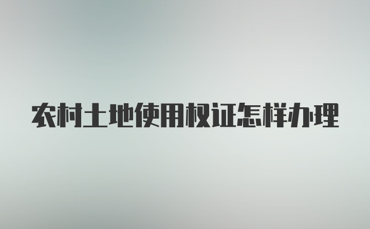 农村土地使用权证怎样办理