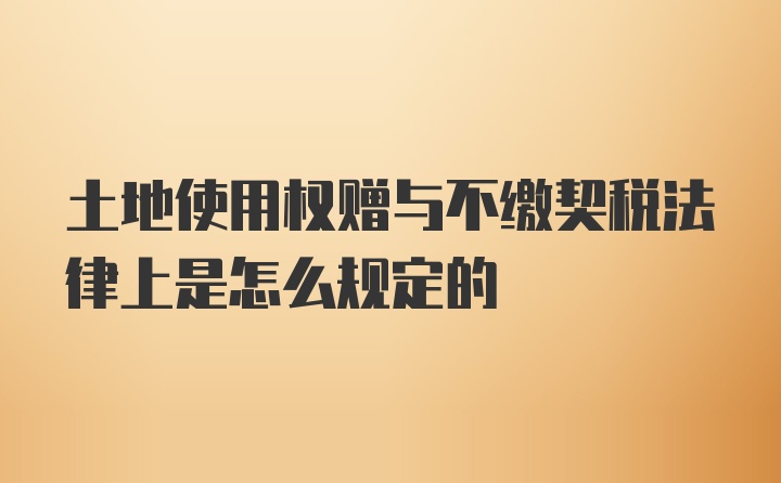 土地使用权赠与不缴契税法律上是怎么规定的