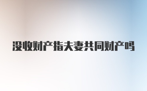 没收财产指夫妻共同财产吗