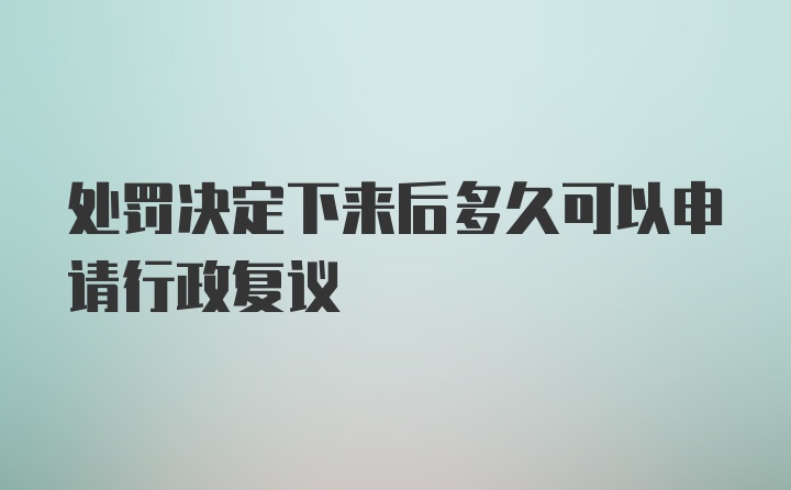 处罚决定下来后多久可以申请行政复议