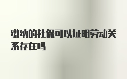 缴纳的社保可以证明劳动关系存在吗