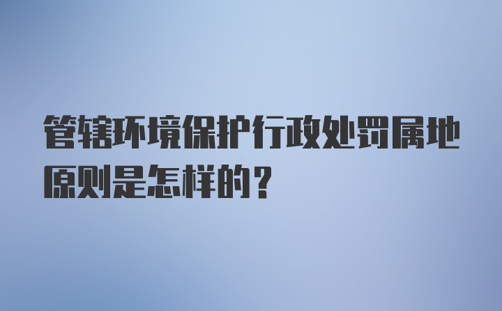 管辖环境保护行政处罚属地原则是怎样的？