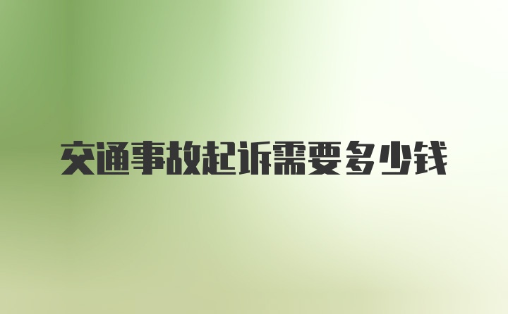 交通事故起诉需要多少钱