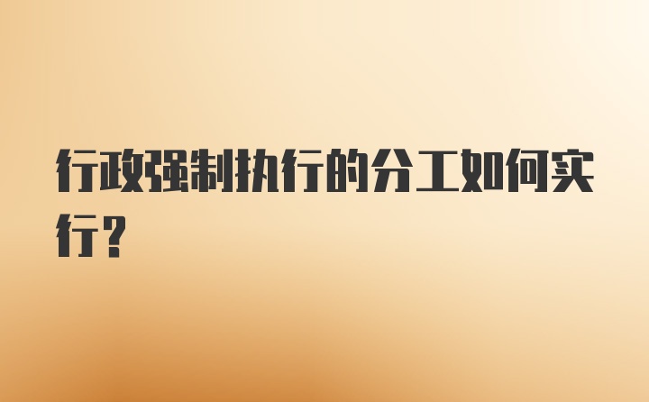 行政强制执行的分工如何实行？