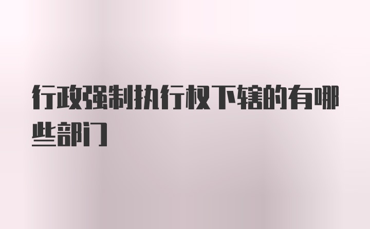 行政强制执行权下辖的有哪些部门