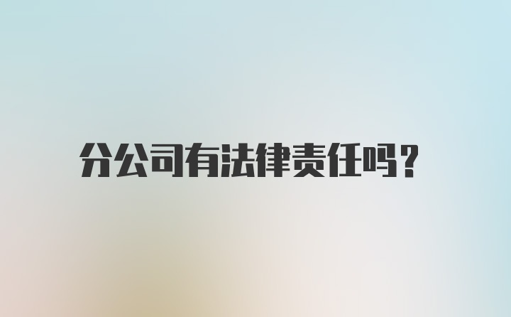 分公司有法律责任吗？