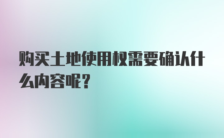 购买土地使用权需要确认什么内容呢？