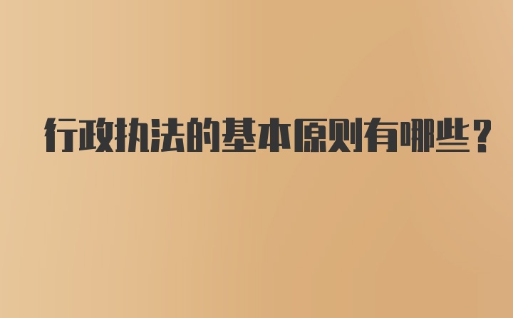 行政执法的基本原则有哪些?