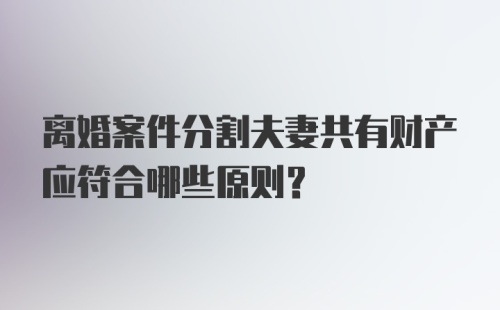 离婚案件分割夫妻共有财产应符合哪些原则？