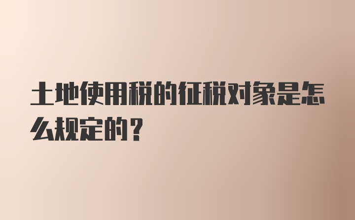 土地使用税的征税对象是怎么规定的？