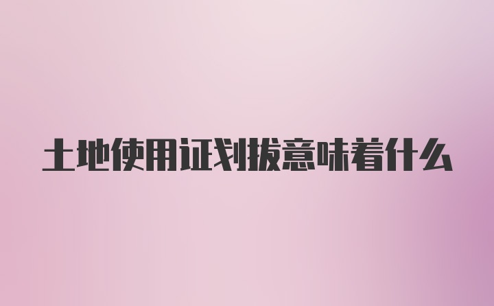 土地使用证划拔意味着什么