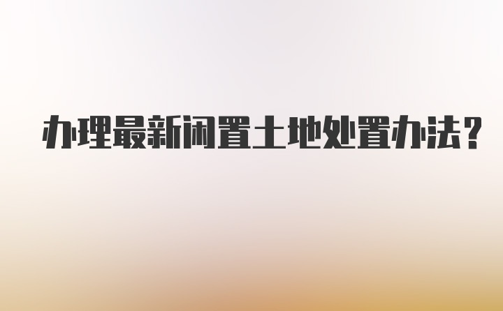 办理最新闲置土地处置办法?