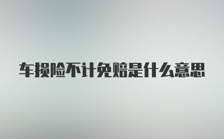 车损险不计免赔是什么意思