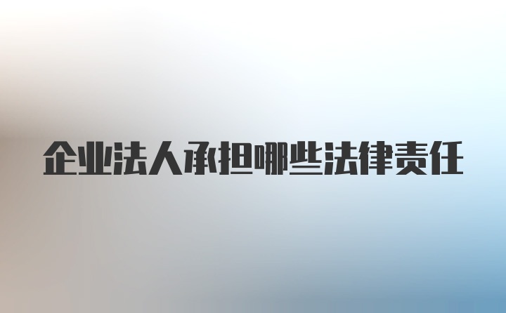 企业法人承担哪些法律责任