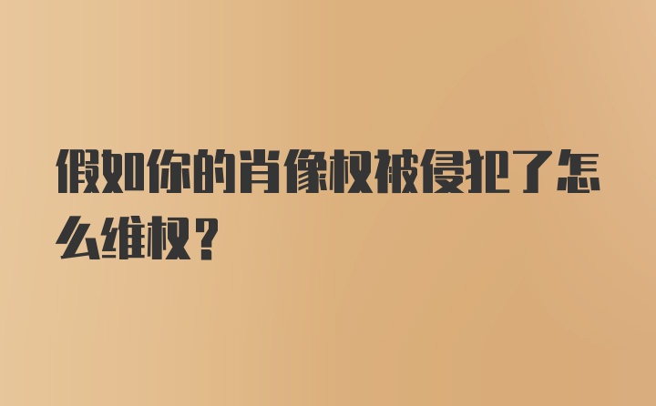 假如你的肖像权被侵犯了怎么维权？