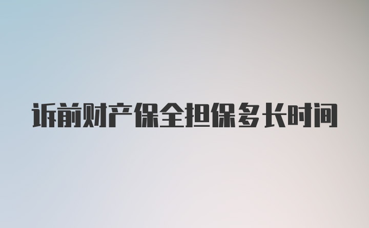 诉前财产保全担保多长时间