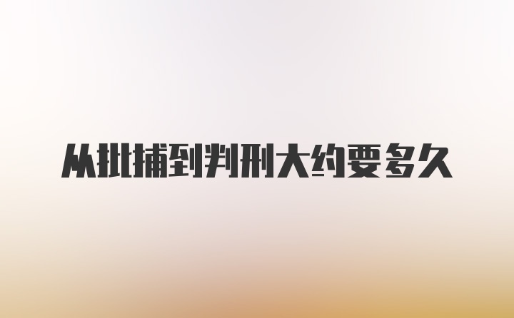 从批捕到判刑大约要多久