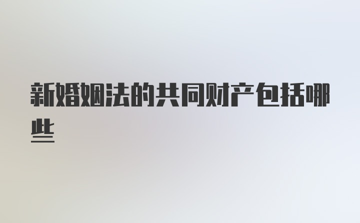 新婚姻法的共同财产包括哪些