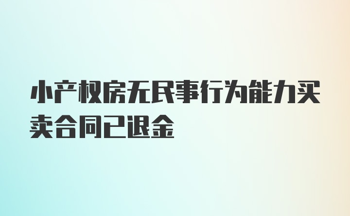 小产权房无民事行为能力买卖合同已退金