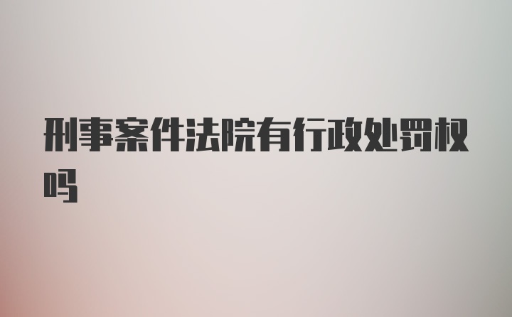 刑事案件法院有行政处罚权吗