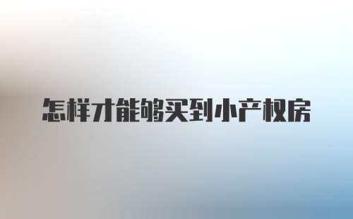 怎样才能够买到小产权房