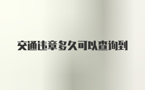 交通违章多久可以查询到