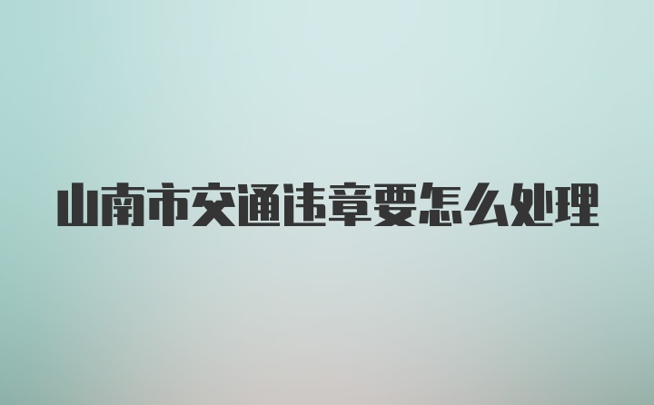 山南市交通违章要怎么处理